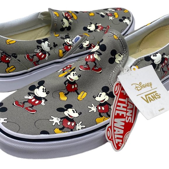 Vans Off The Wall Men's X Disney Mickey Mouse Frost Grey Classic Slip-On Shoes - Picture 9 of 10